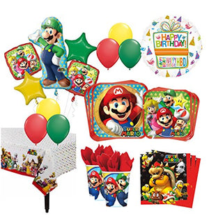 The Ultimate 16 Guest 94pc Super Mario Brothers Birthday Party Supplies and Balloon Decoration Kit