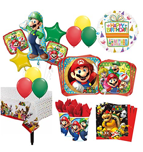 The Ultimate 8 Guest 53pc Super Mario Brothers Birthday Party Supplies and Balloon Decoration Kit