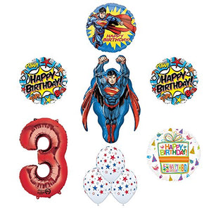 Superman 3rd Birthday Party Supplies and Balloon Decorations