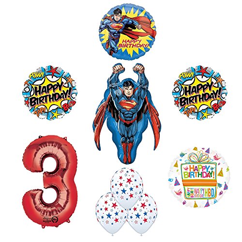 Superman 3rd Birthday Party Supplies and Balloon Decorations
