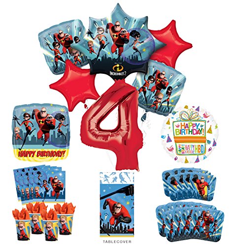 Incredibles Party Supplies 8 Guests 4th Birthday Balloon Bouquet Decorations