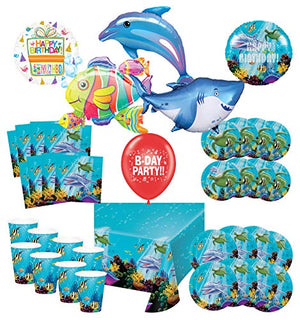 Mayflower Products Under The Sea Birthday Party Supplies 8 Guest Entertainment kit and Ocean Buddies Balloon Bouquet Decorations