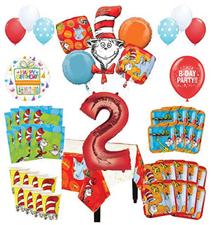 Mayflower Products Dr Seuss 2nd Birthday Party Supplies 8 Guest Decoration Kit and Balloon Bouquet