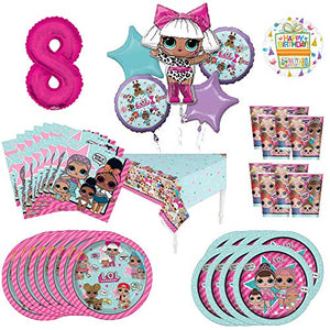 L.O.L. Surprise! 8th Birthday Party Supplies 8 Guest Decoration Kit and Balloon Bouquet