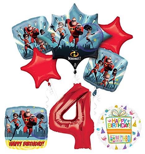 Incredibles 2 party supplies 4th Birthday Balloon Bouquet Decorations