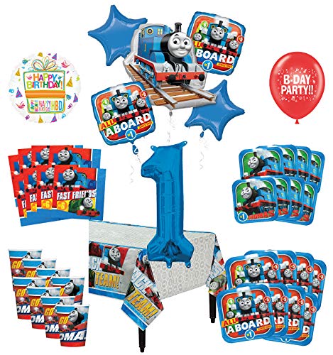 Mayflower Products Thomas The Train Tank Engine 1st Birthday Party Supplies 8 Guest Decoration Kit and Balloon Bouquet