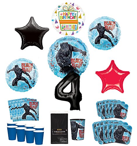 Black Panther Party Supplies 8 Guests 4th Birthday Balloon Bouquet Decorations