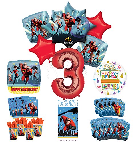 Incredibles Party Supplies 8 Guests 3rd Birthday Balloon Bouquet Decorations
