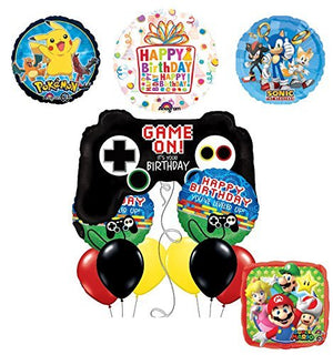 The Ultimate Video Game Birthday Party Supplies and Balloon Decorations (Sonic, Super Mario and Pokemon)