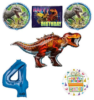 Jurassic World Dinosaur 4th Birthday Party Supplies and Balloon Decorations