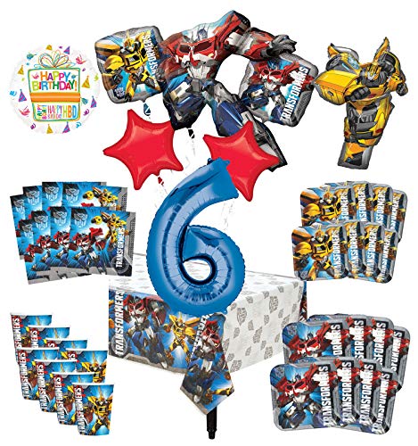 Transformers 6th Birthday Party Supplies 8 Guest Decoration Kit and Balloon Bouquet -