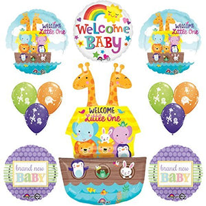 12 pc Noahs Ark Cute and Cuddly Jungle Animal Latex Welcome Baby Baby Shower Party Supplies and Balloon Decorations