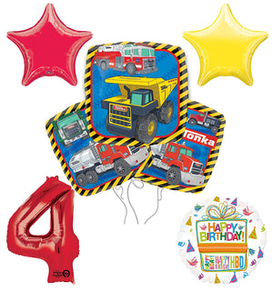 Tonka Truck 4th Birthday Party Supplies and Balloon Decoration Bouquet Kit
