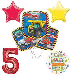 Tonka Truck 5th Birthday Party Supplies and Balloon Decoration Bouquet Kit