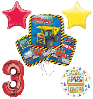 Tonka Truck 3rd Birthday Party Supplies and Balloon Decoration Bouquet Kit