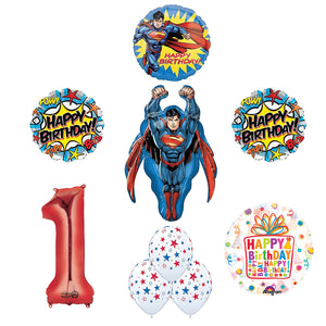Superman 1st Birthday Party Supplies and Balloon Decoration