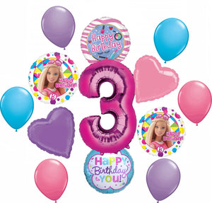 Barbie 3rd Birthday Party Supplies and Balloon Bouquet Decorations