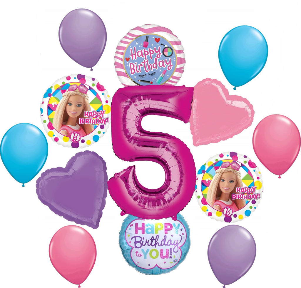 Barbie 5th Birthday Party Supplies and Balloon Bouquet Decorations