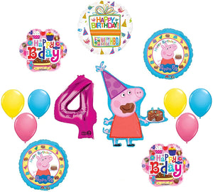 Peppa Pig 4th Birthday Party Balloon supplies and decorations kit