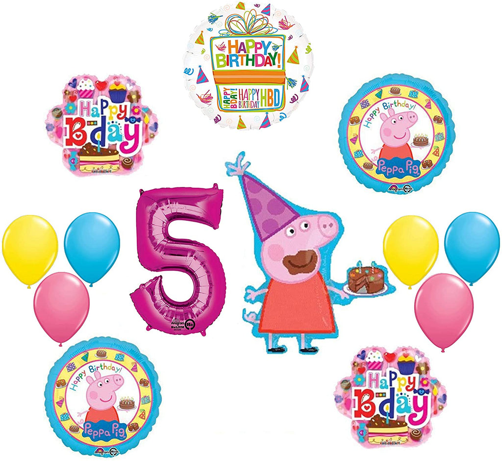 Peppa Pig 5th Birthday Party Balloon supplies and decorations kit